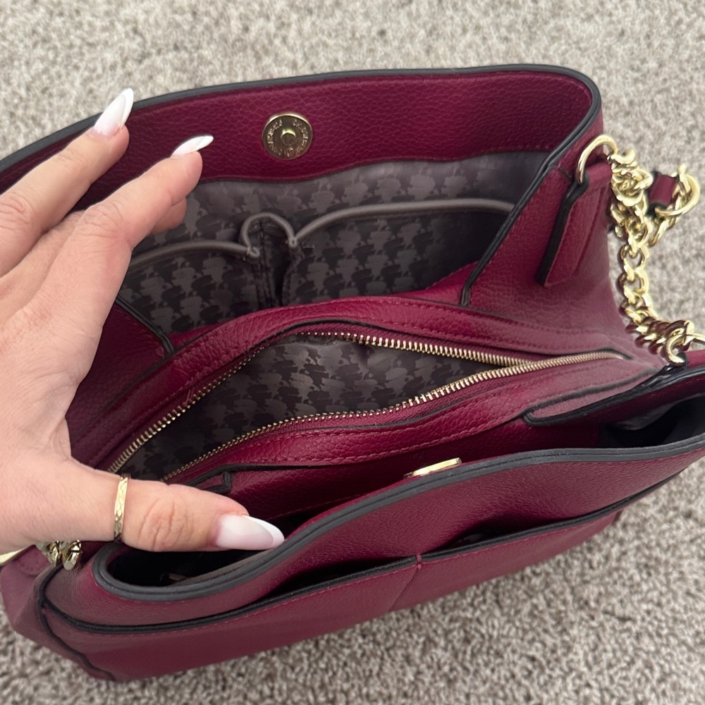 Karl Lagerfeld Deep Red Shoulder Bag with Gold Chain - Picture 7 of 7